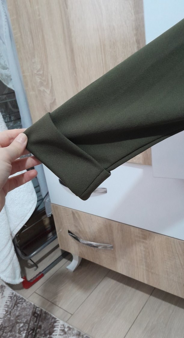 Kadın Haki Midi Boy Düğmeli Ceket - Görsel 3