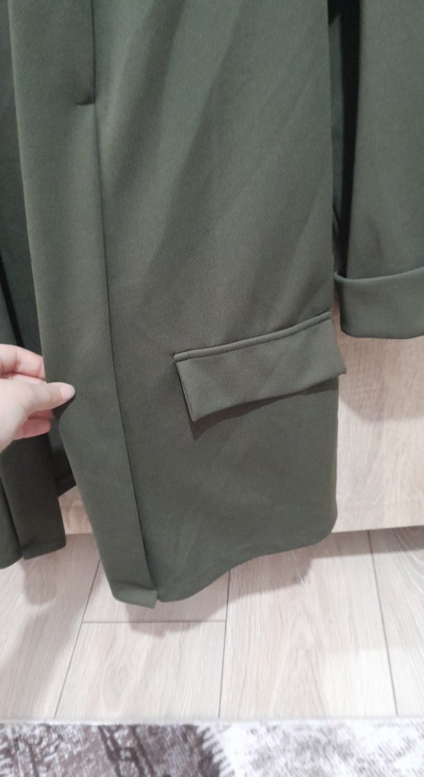 Kadın Haki Midi Boy Düğmeli Ceket - Görsel 4