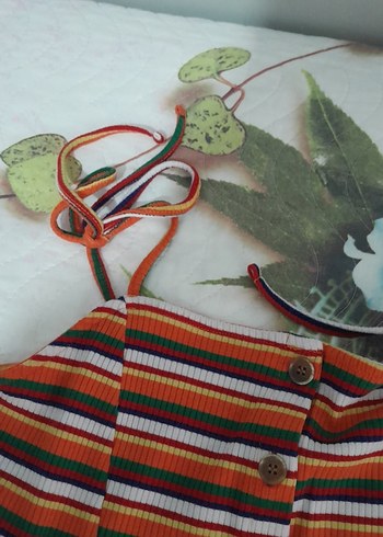 Çizgili Düğmeli mini boy Kadın Elbise - Görsel 2