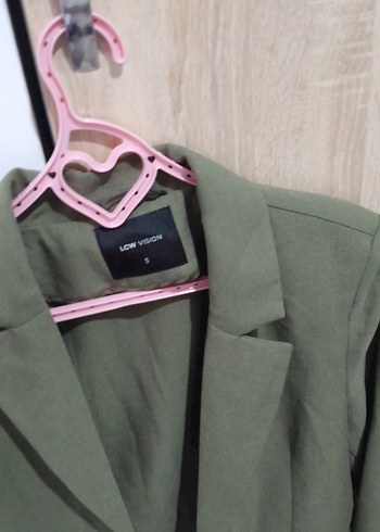 Haki Kadın Keten Blazer Ceket - Görsel 3