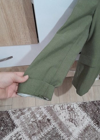 Haki Kadın Keten Blazer Ceket - Görsel 2