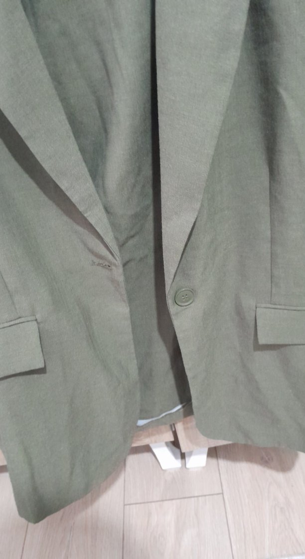 Haki Kadın Keten Blazer Ceket - Görsel 5