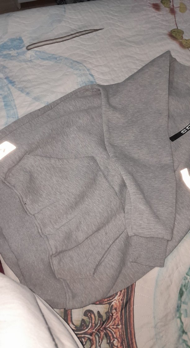 Adidas gri kalın sweatshirt. Yarım Yaka zincirli kanguru cepli - Görsel 5