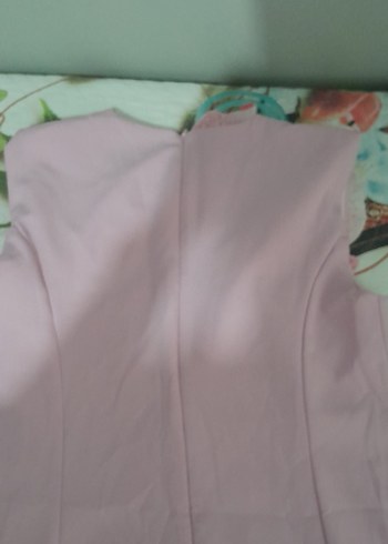 Pembe Midi diz alti elbise , Drapeli, Kolsuz - Görsel 3