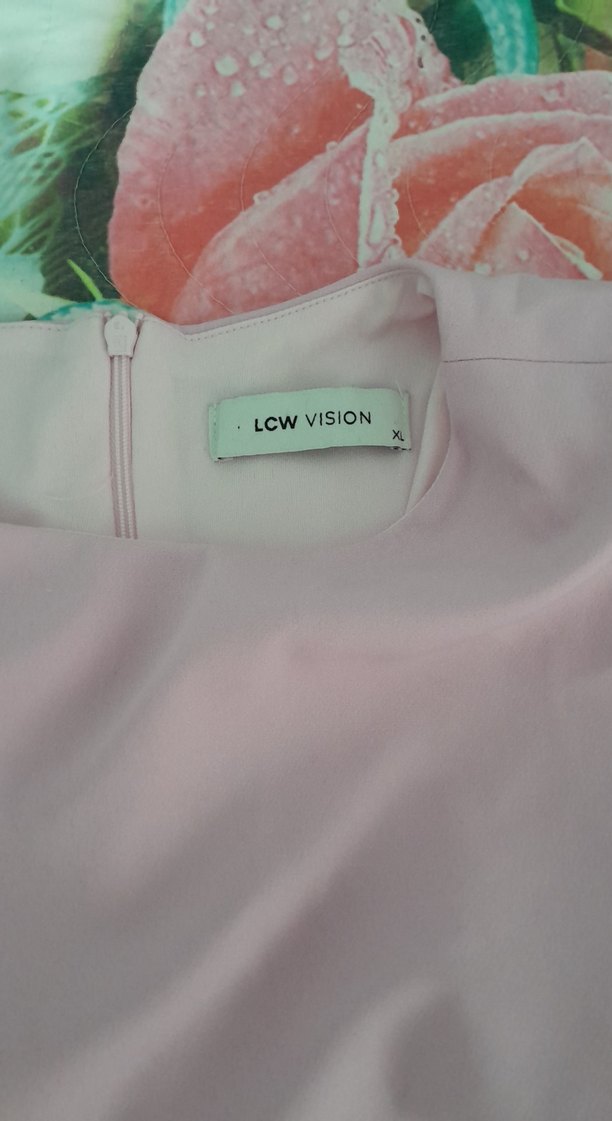 Pembe Midi diz alti elbise , Drapeli, Kolsuz - Görsel 4