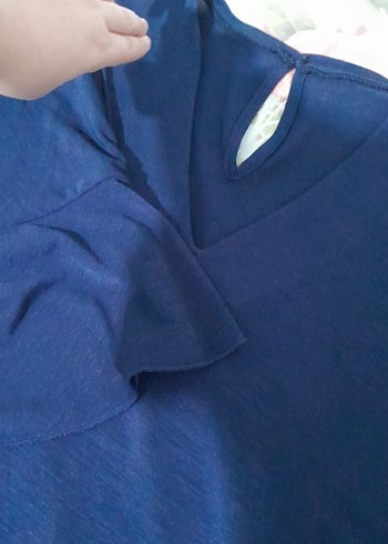 Lacivert Balıkçı Yaka Hamile Bluz - Görsel 3