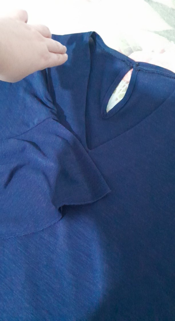 Lacivert Balıkçı Yaka Hamile Bluz - Görsel 3