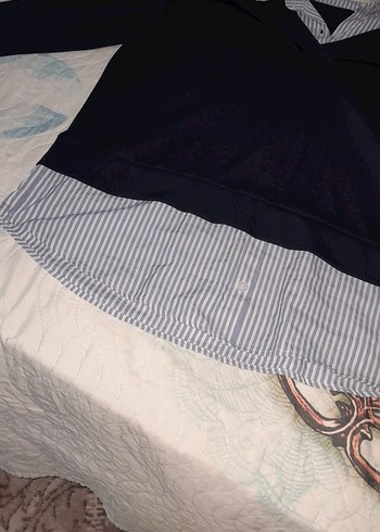 Mavi Gömlek Yaka Pamuklu Salaş Üst - Görsel 2