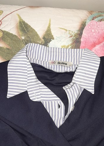 Mavi Gömlek Yaka Pamuklu Salaş Üst - Görsel 5