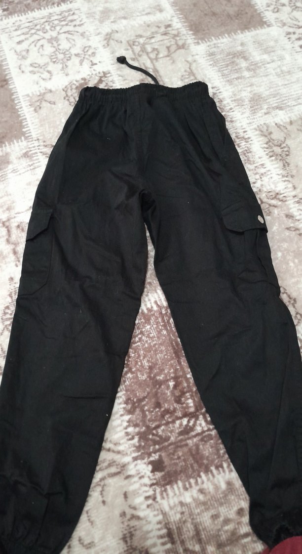 Siyah Düğmeli Rahat Kesim Kadın Pantolon 42 beden - Görsel 2