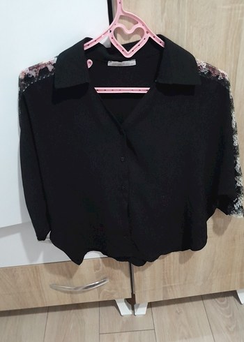 Siyah Mini Uzun Kollu Gömlek - Görsel 6