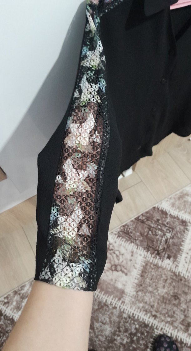 Siyah Mini Uzun Kollu Gömlek - Görsel 3