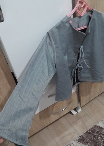 Önden bağlamalı genç tarzı ceket - Görsel 2