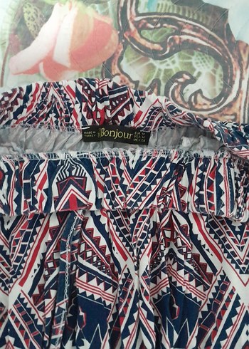 Bohem Çok Renkli Pileli Mini Etek - Görsel 3