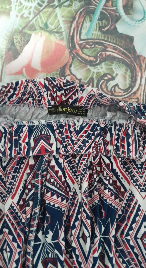 Bohem Çok Renkli Pileli Mini Etek - Görsel 3