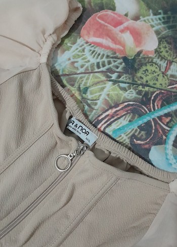 Bej Mini Straplez Bluz Fermuarlı - Görsel 6