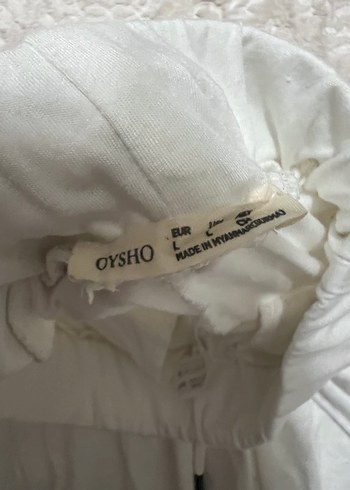 Oysho Kadın Beyaz Keten Salaş Midi Pantolon