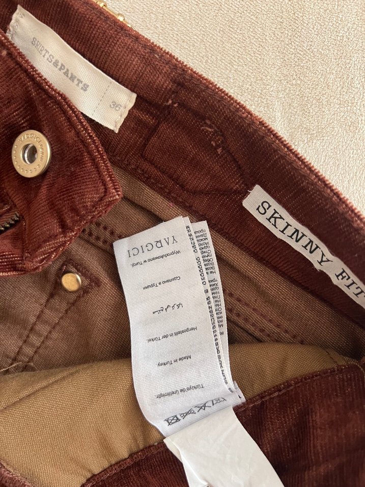 Bordo Süet Düğmeli Kadın Pantolon - Görsel 3