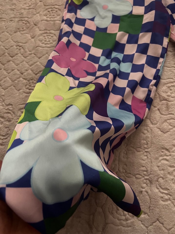 Çiçek Desenli Bol Kesim Midi Kumaş Pantolon - Görsel 2