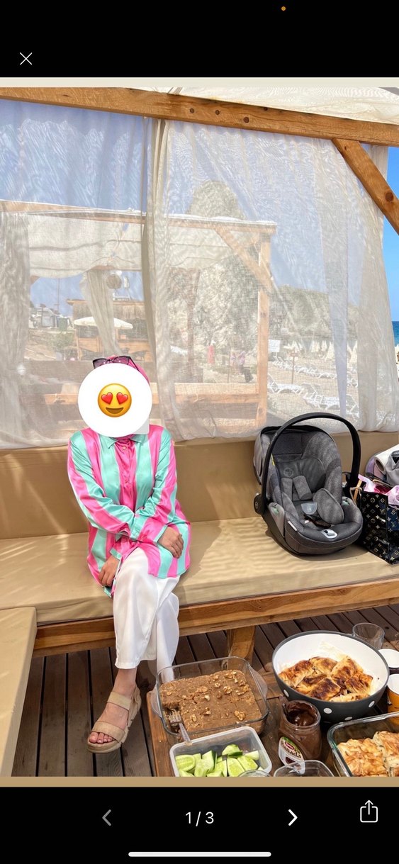 Pembe Yeşil İpek Görünümlü Salaş Gömlek - Görsel 3