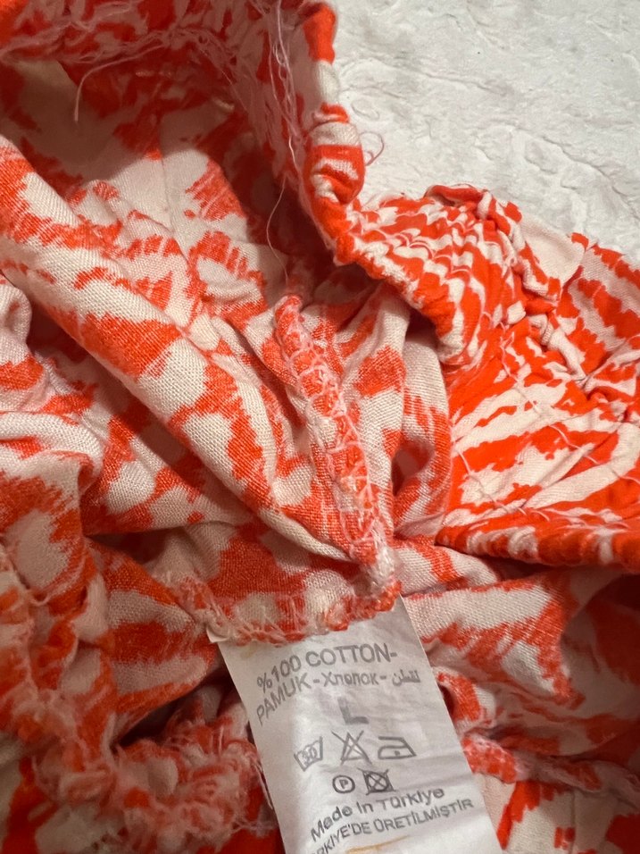 Kırmızı Bağlama Desenli Bohem Kadın Pantolon - Görsel 2