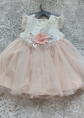 Dantel Detaylı Pembe Kız Çocuk Elbisesi