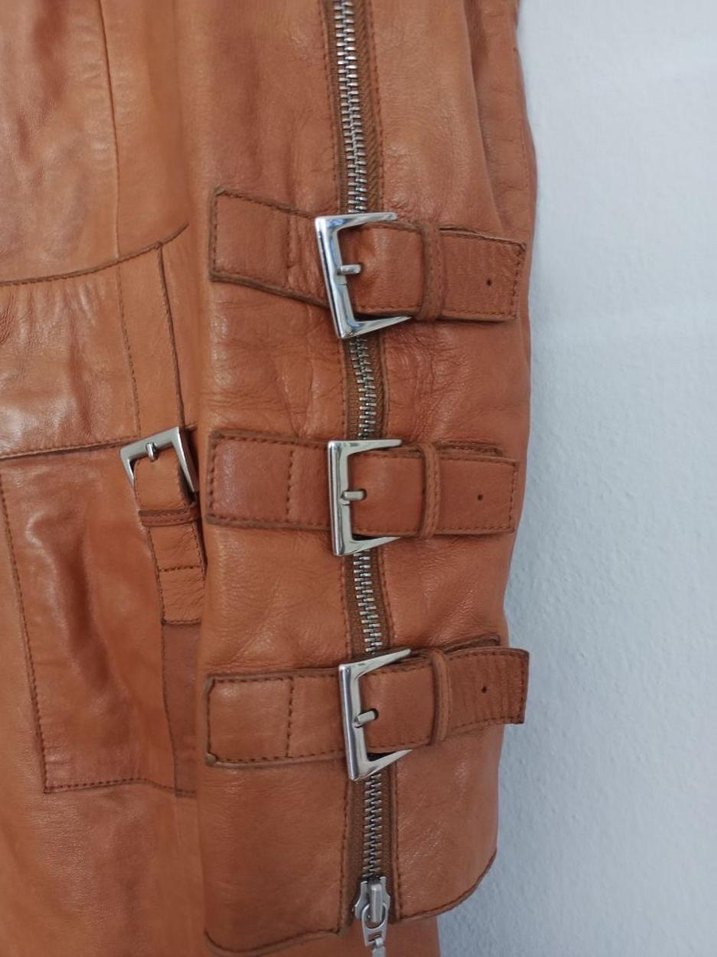 Matraş Vintage Kadın Deri Ceket - Görsel 4