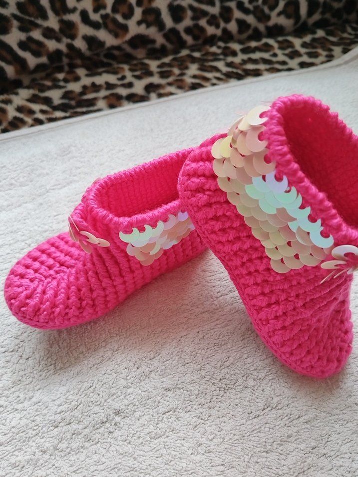 Pembe Örgü Kız Bebek Patik - Görsel 2