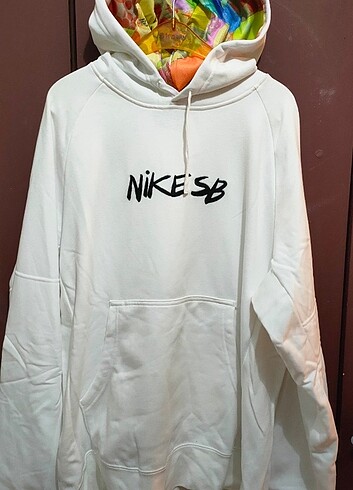 Nike Sb Beyaz Kapüşonlu Sweatshirt 