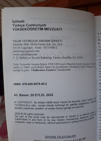  Türkiye Cumhuriyeti Yükseköğretim Mevzuatı Kitabı