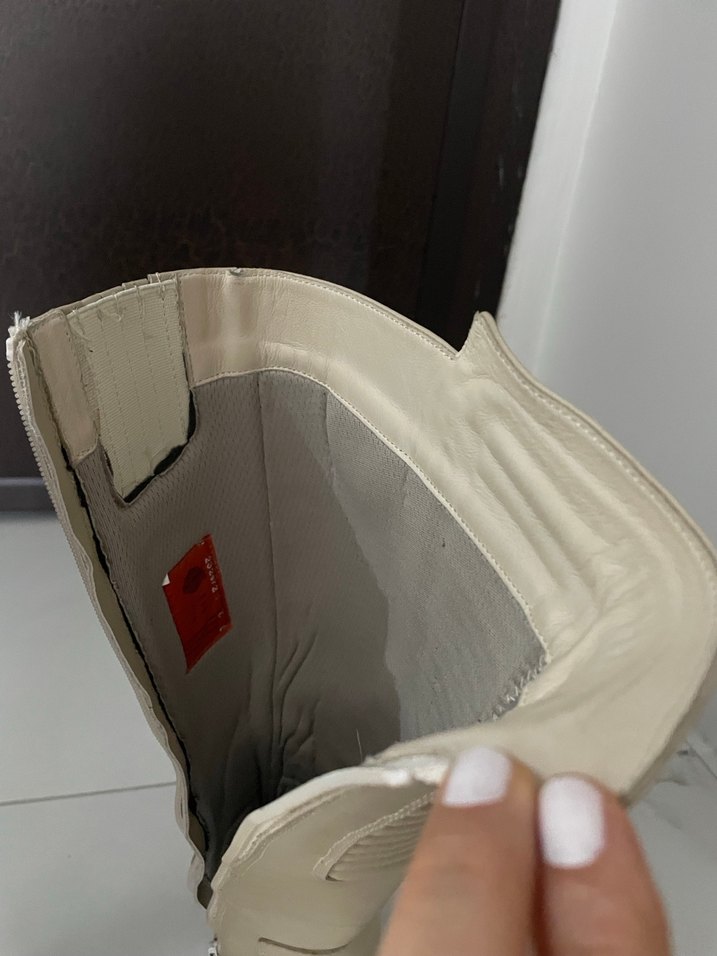 Harley Kadın Beyaz Deri Dizüstü Botlar - Görsel 4