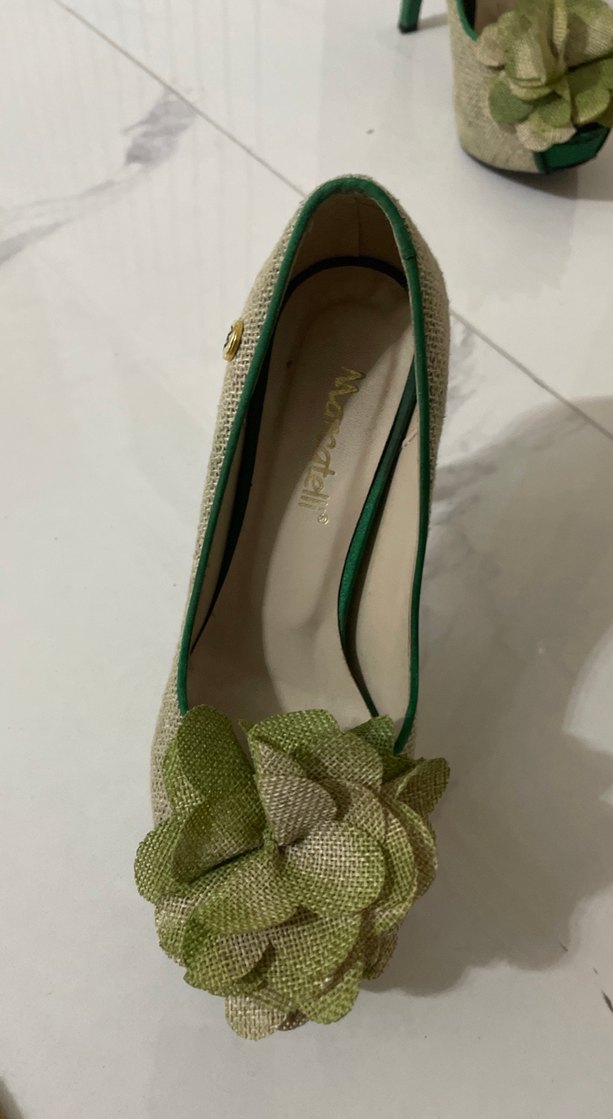 Yeşil Renkli Çiçek Detaylı Topuklu Kadın Ayakkabı - Görsel 5