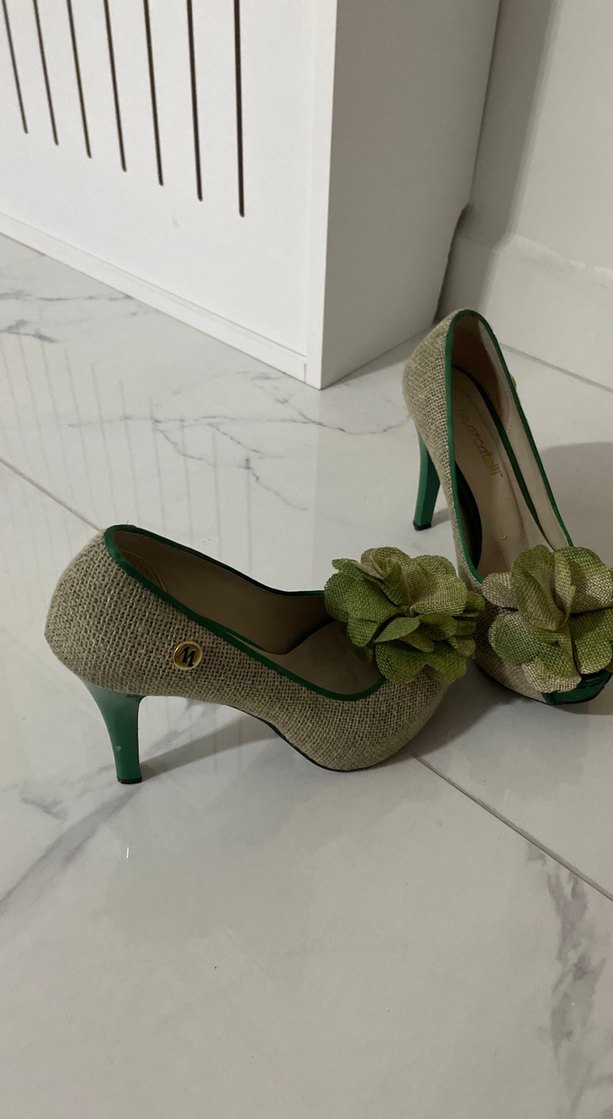 Yeşil Renkli Çiçek Detaylı Topuklu Kadın Ayakkabı - Görsel 3