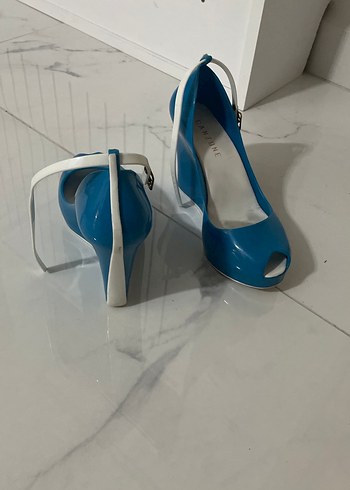 Mavi Bantlı Kadın Dolgu Topuk Ayakkabı - Görsel 3