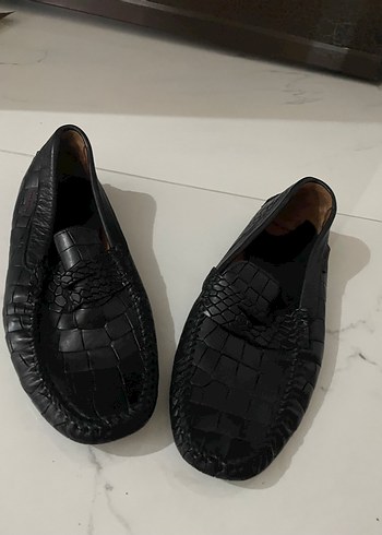 Siyah Deri Yılan Desenli Klasik Erkek Ayakkabı - Görsel 2