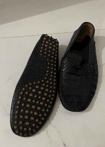 Siyah Deri Yılan Desenli Klasik Erkek Ayakkabı - Görsel 3