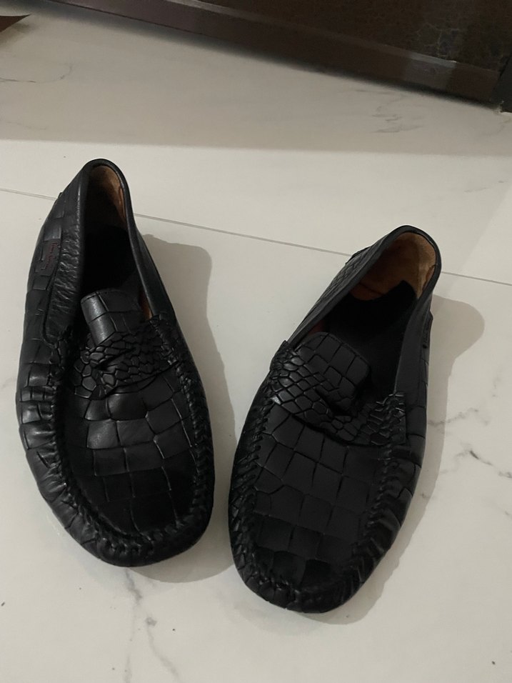 Siyah Deri Yılan Desenli Klasik Erkek Ayakkabı - Görsel 2