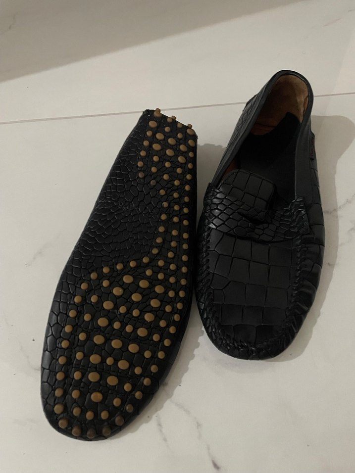 Siyah Deri Yılan Desenli Klasik Erkek Ayakkabı - Görsel 3