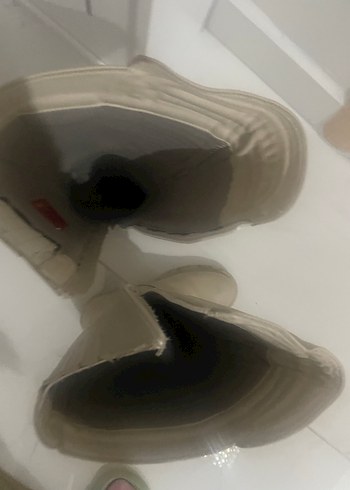 Bej Kadın Dizüstü Deri harley Topuklu Çizme - Görsel 6