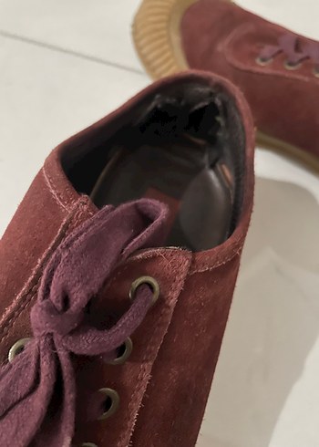 Deri nubuk Bordo Süet Kadın Günlük Spor Ayakkabı - Görsel 3
