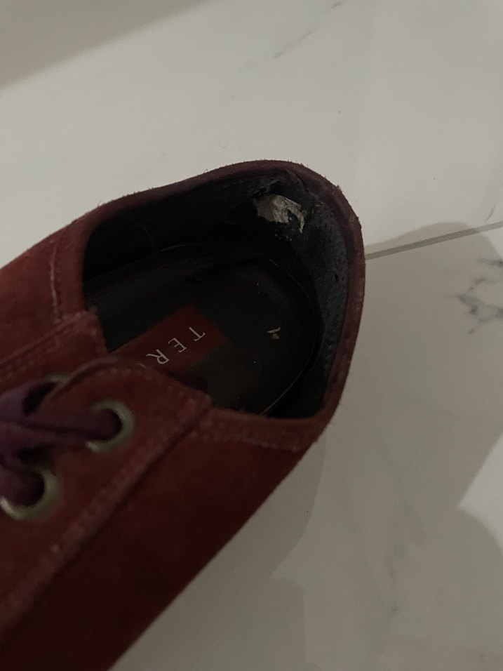 Deri nubuk Bordo Süet Kadın Günlük Spor Ayakkabı - Görsel 4