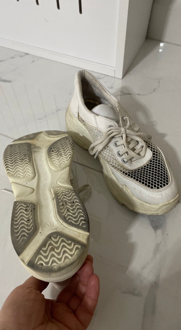 Beyaz Yılan Desenli Platform Spor Ayakkabı - Görsel 3