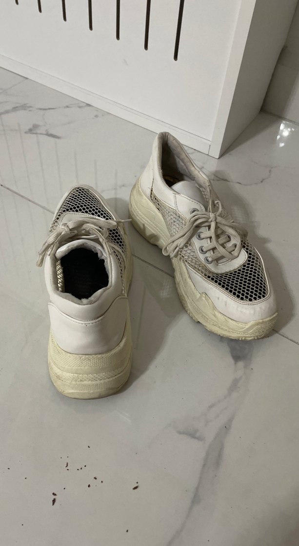 Beyaz Yılan Desenli Platform Spor Ayakkabı - Görsel 2