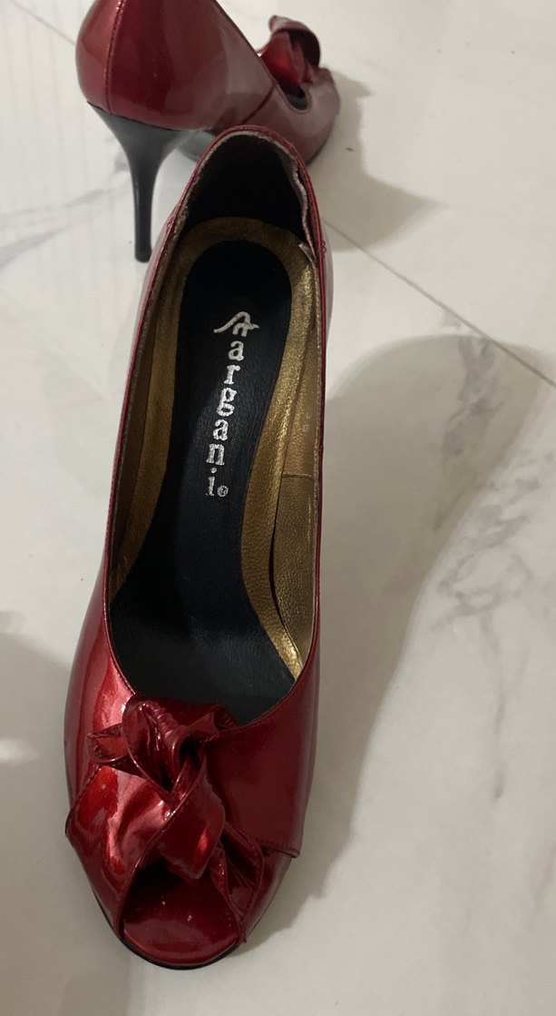 Kırmızı Fiyonklu Kadın Topuklu Ayakkabı - Görsel 4