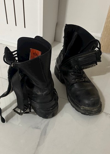 Siyah Deri Tokalı Biker Bot - Görsel 2