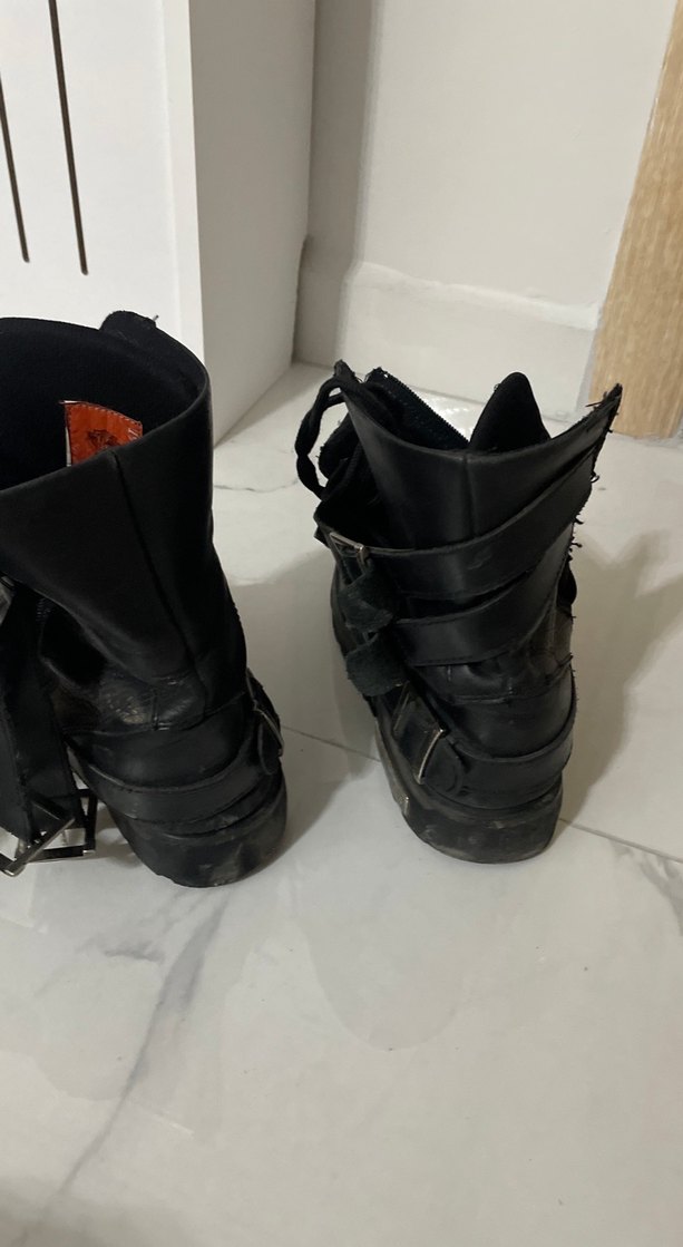 Siyah Deri Tokalı Biker Bot - Görsel 3