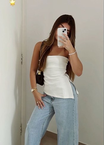 Straplez beyaz body