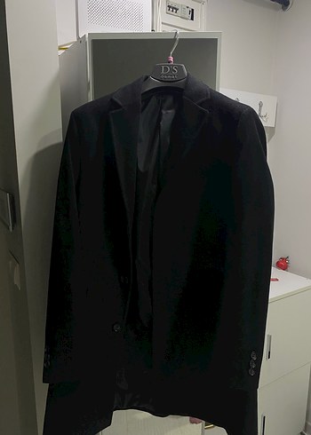 Düğmeli Siyah Erkek Midi Kaban - Görsel 3