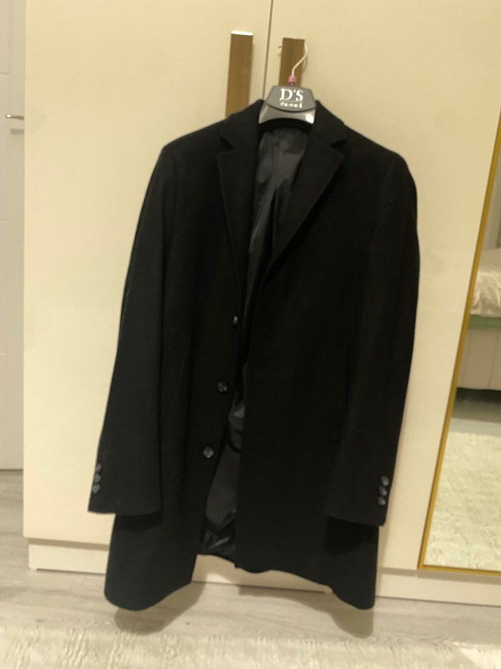 Düğmeli Siyah Erkek Midi Kaban - Görsel 5