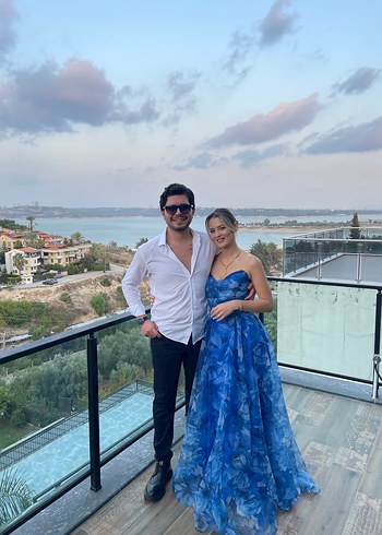 Mavi Straplez Uzun Abiye Elbise - Görsel 4